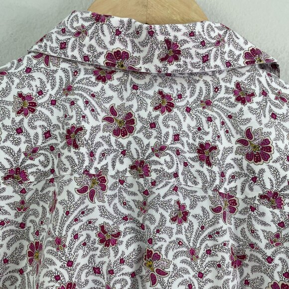 Lands End Womens Plus 18 No Iron Pinpoint Oxford Floral Shirt Long Sleeve Blouse - Picture 9 of 9